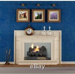 18 in Natural Gas Fireplace Logs Set w Remote Ventless Decorative Fire Place Log