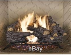 18 in. Split Oak Vented Natural Gas Log Set Flame Fireplace Log Dual Burner Heat
