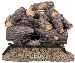 18 in. Split Oak Vented Natural Gas Log Set Flame Fireplace Log Dual Burner Heat