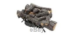 18 in Vent-Free Natural Gas Fireplace Logs with Remote Detailed Realistic