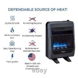 20000 BTU Natural Gas Vent Free Blue Flame Gas Space Heater With Blower & Base