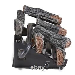 22 In. W Vent-Free Natural Gas Fireplace Log Set Winter Oak, 32,000 BTU, Therm