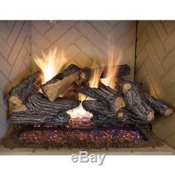 24-Inch Split Oak Logs 7-Pc Hand-Painted Vented Natural Gas Decorative Log Set
