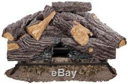 24 in. Natural Gas Log Set Fireplace Insert Convert Kit Heater Realistic Hearth