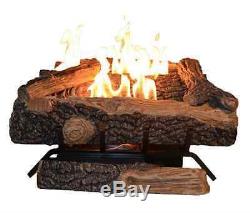 24 in. Vent-Free Natural Gas Fireplace Logs Log Set DIY Insert Heat Kit Burner