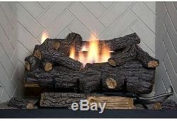 24 in. Vent-Free Natural Gas Fireplace Logs withRemote Control ODS Heat 1,300sq. Ft