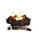 24 In. Vent-free Natural Propane Gas Fireplace Logs With Remote Control Modern New