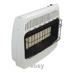 28 White Dual-Fuel Vent-Free Radiant Wall Heater 30,000 BTU Thermostat Control