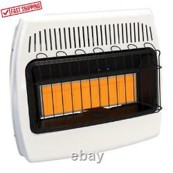 28 White Infrared Vent Free Propane Gas Wall Heater 30000BTU Thermostat Control