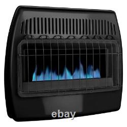 30000 BTU Black Dual Fuel Blue Flame Vent Free Floor Wall Thermostatic Heater