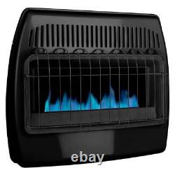 30,000 BTU Blue Flame Thermostatic Garage Vent Free Wall Heater, Black