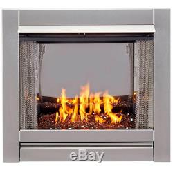 31.5 In. Stainless Vent-Free Outdoor Gas Fireplace Insert With Copper Fire Glass