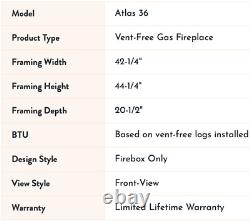 Astria Atlas 42 Vent Free Gas Fireplace, White Herringbone Panels, Atlas 42ZP3