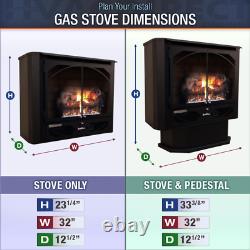 Buck Stove 384 Vent-Free 32 NG/LP Gas Stove with Blower & Pedestal 33,000 BTU