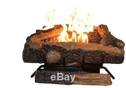 Emberglow Oakwood 24 in Vent Free Natural Gas Fireplace Logs Thermostat Control