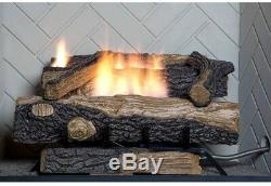 Emberglow Oakwood 24 in. Vent-Free Natural Gas Fireplace Logs with Thermostatic