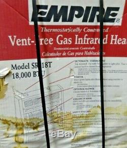 Empire SR-18T Vent Free Gas Infrared Heater Radiant Unvented 18,000 BTU -NEW