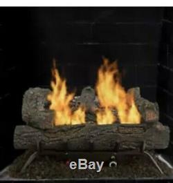 Fireplace Logs 24.25 Inch Oak Vent Free Dual Fuel Natural Propane Gas 30000 BTU