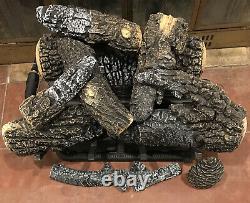 Hargrove Fireplace Yukon Char 24 Vent-Free Millivolt Gas Log Set with Burner