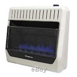 Large Room Blue Flame Wall Heater Vent-Free Dual Fuel 30K BTU Thermostat Control