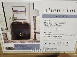 NEW Allen Roth 36.5 Dual-Fuel Gas Fireplace Mocha Walnut Finish Vent Free