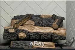 Natural Gas Fireplace Insert Fake Faux Logs Ventless Thermostat 24 inch Ventfree