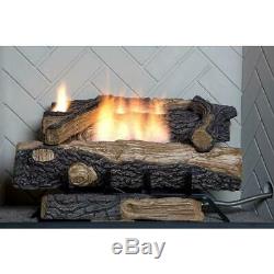 Natural Gas Fireplace Logs 24-In Oakwood Vent-Free Log with Thermostatic Control