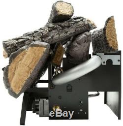 Natural Gas Fireplace Logs with Remote 18in. Vent-Free Home Heating Savannah Oak