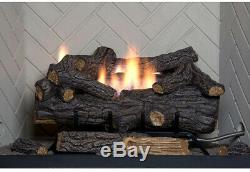 Natural Gas Fireplace Logs with Remote Savannah Oak 30 in. Vent Free 39000 BTU