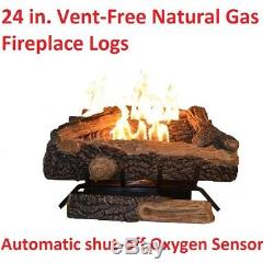 Natural Gas Fireplace Vent Free Logs Heat Automatic shut-off Oxygen Sensor 24