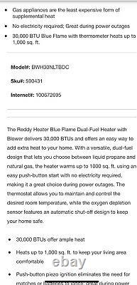 New Reddy Heater 30,000 BTU Blue Flame Vent free gas wall heater # BWH30NLTE
