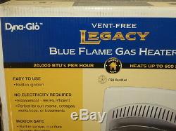 Nos! Dyna-glo Blue Flame Natural Gas Wall Hung Space Heater, Vent-free 20k Btu