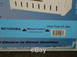 Nos! Pro-com Md100hba Blue Flame Gas Wall Hung Space Heater, Vent-free 10k Btu