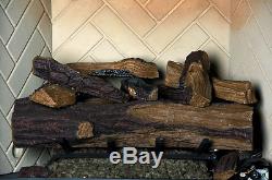 Oak Vented Natural Gas Fireplace Logs 24 in Remote Control Heating Flames Energy