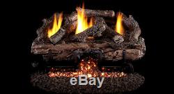Real Fyre Charred Aged Split 24 Vent Free Gas Log Natural Gas with Remote