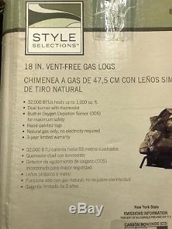 Style Selections 18 Manual Natural Gas Vent Free 32,000 BTU Logs 1,100 Sq Ft
