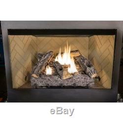 Vent Free Dual Fuel Fireplace Logs Insert 24 inch Natural Gas Propane Thermostat