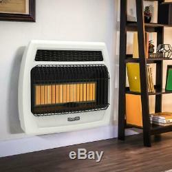 Wall Heater 30,000 BTU Vent Free Infrared Mounted Propane Gas Thermostat Powered