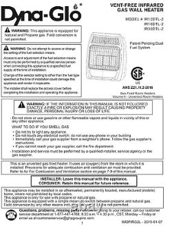 Wall-Mount 18000 BTU Gas Vent-Free Infrared Dyna-Glo Heater